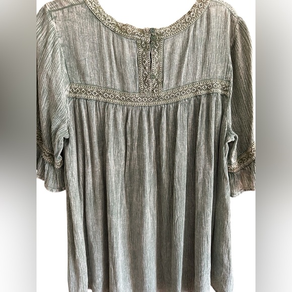 Easel Sage Textured Knit Monochromatic Minimalist Boho Hippie Lagenlook Top Sz S - Picture 7 of 9